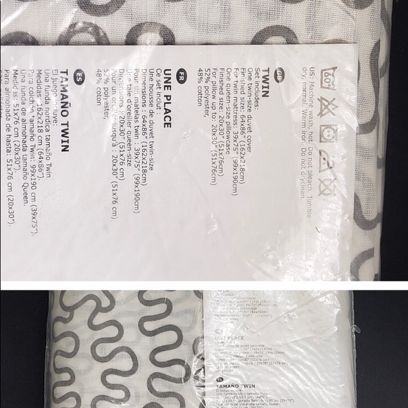 Ikea Krakris Grey White Squiggle Modern Art Twin Duvet /matching pillow sham - Picture 7 of 12